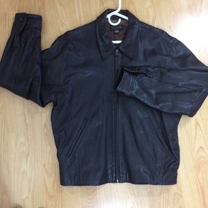 Vintage leather jacket dark brown M quilted lining